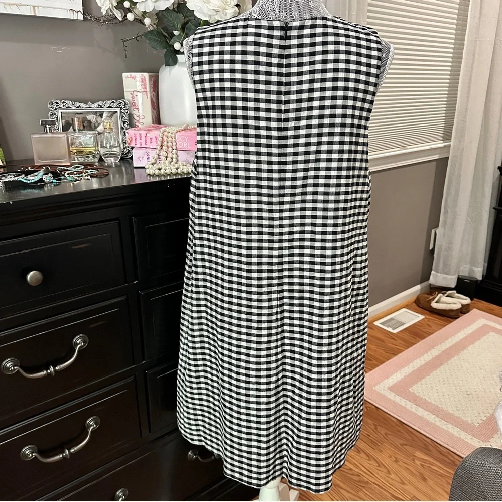 DKNY Gingham A-Line Sleeveless Dress | Size 12 | Classic Check - Picture 11 of 16